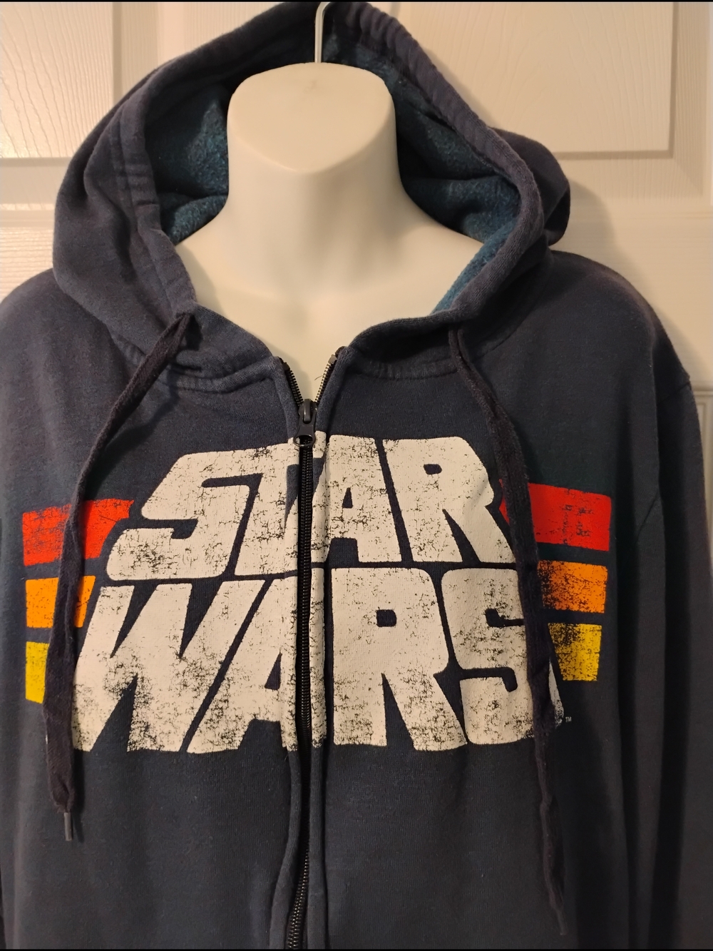 Star Wars Navy And Retro Colored Zip Up Hooded Sweatshirt - Picture 2 of 5